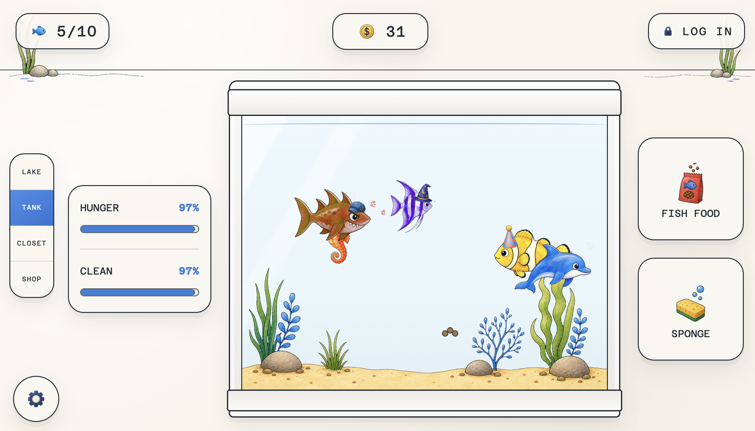 My Virtual Aquarium interface preview 1 of 4