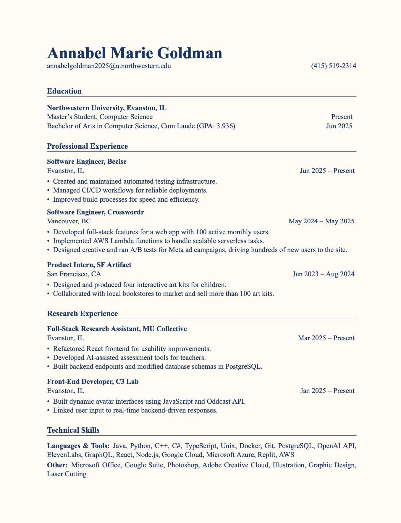 Annabel Goldman Resume